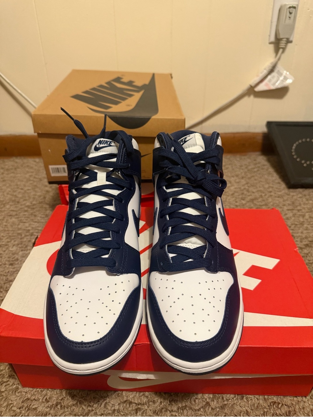 Nike Men’s High-Top Sneakers Navy and White